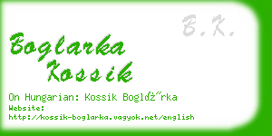 boglarka kossik business card